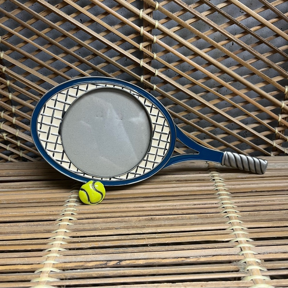Pewter & Enamel Tennis Racket and 🎾 Picture Frame